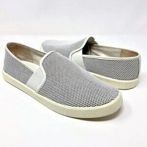 Vince White Knit Leather Slip-On Sneakers - Size 9 EU 39
